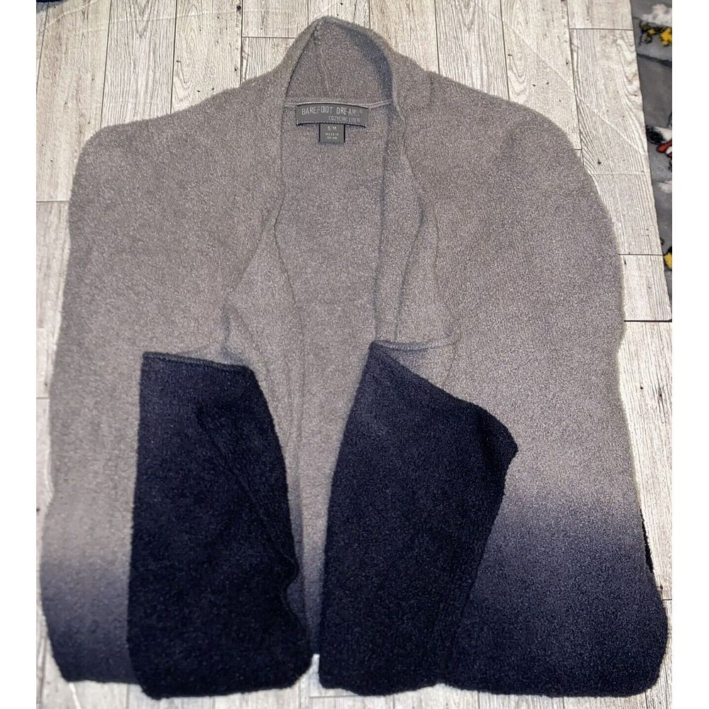 Barefoot Dreams CozyChic‎ Lite Calypso Wrap Cardigan Ombré Pewter/Black Size S/M
